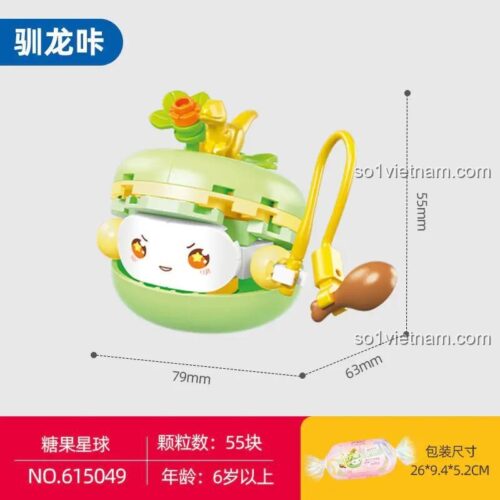 Kích thước bộ xếp hình Macaron Vương Quốc Kẹo SEMBO 615049, đồ chơi mô hình Rồng Con Đáng Yêu Macaron cho bé gái 6 tuổi, giá rẻ
