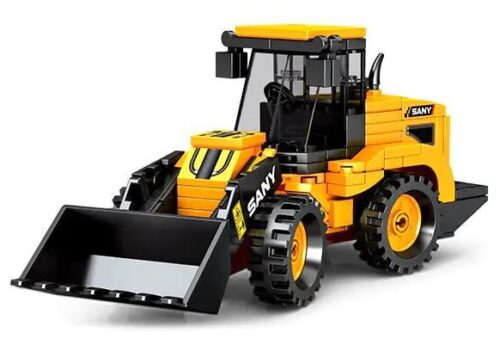 Bộ lắp ghép Xe xúc lật Sany SEMBO 712050, mô hình xe công trình màu vàng chi tiết cao, phù hợp bé trai 6 tuổi, giá tốt.