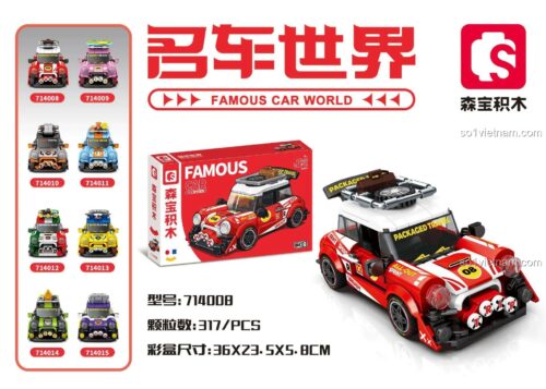 Ảnh thumbnail của đồ chơi mô hình Sembo 714008, mô phỏng Xe đua Mini Cooper độ, chất lượng cao.