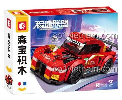 Hộp sản phẩm SEMBO 714332 Xe Đua Tốc Độ, 200 chi tiết, màu đỏ, cho bé 6 tuổi trở lên, đồ chơi giáo dục, đồ chơi sáng tạo, tốc độ đỉnh cao, giá tốt