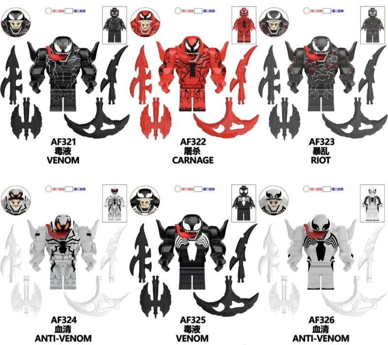 Bộ đồ chơi figure Venom AF321 SEMBO, 6 nhân vật Marvel Super heroes, Spider-Man, bao gồm Venom, Carnage, Riot, Anti-Venom, cho bé trai 14 tuổi, giá tốt