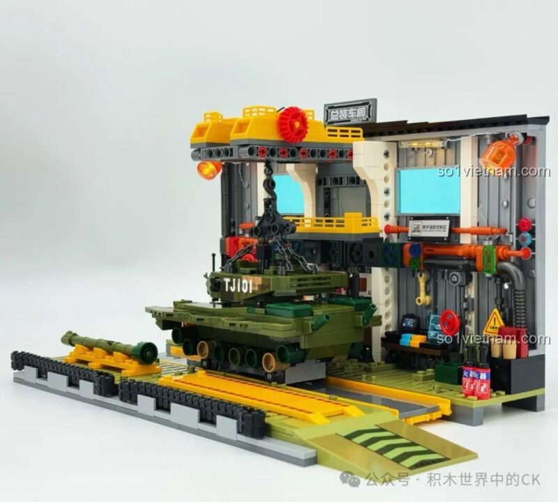 Mô hình hoàn thiện bộ lắp ghép Xe Tăng Quân Đội Trung Quốc 203189, góc nhìn phía trước, có đèn LED, giá tốt cho bé trai 8 tuổi