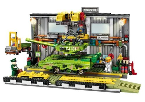 bộ lắp ghép Xưởng Lắp Ráp Xe Tăng Chiến Đấu Chủ Lực ZTZ-99A Sembo Block 203189, mô hình quân sự có đèn LED, bắn đạn nhựa, giá tốt cho bé trai 8 tuổi