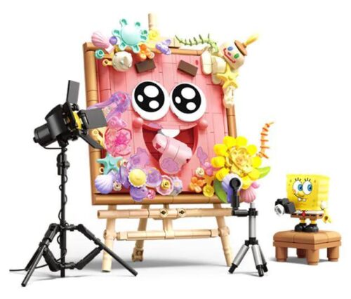 SEMBO 612216 Hải Mã Bông Mô hình 3D Spongebob Squarepants, Tranh vẽ Spongebob, Spongebob và bạn bè, Đồ chơi lắp ghép, Đồ chơi sáng tạo, 498 mảnh, 6+ tuổi, Con trai, Con gái, Có đèn LED, Mắt có thể xoay