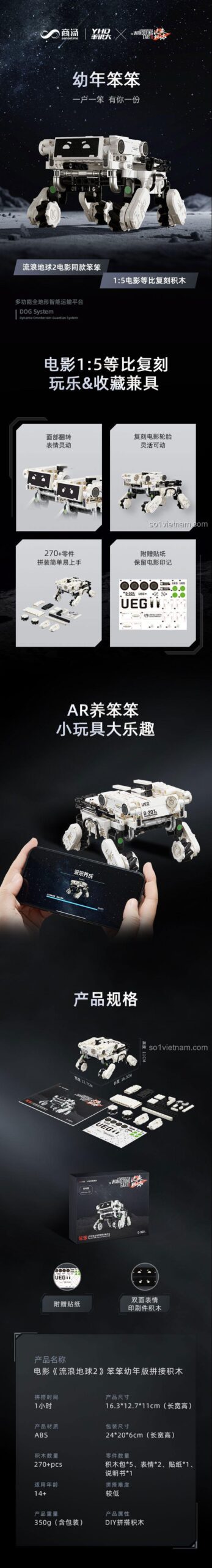 Bộ lắp ghép SenseTime Yangheda QZ23001 Bánh Bánh, đồ chơi mô hình Robot Bánh Bánh cho bé trai 5 tuổi, giá tốt.