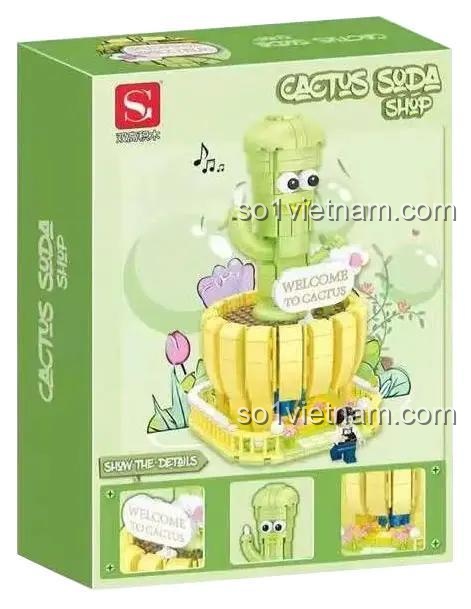 Hộp sản phẩm bộ lắp ghép ShuangGao 20800 Cactus Soda Shop với các chi tiết
