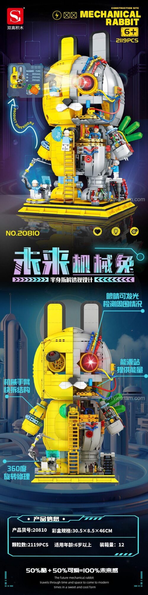 Mô hình Thỏ Máy ShuangGao 20810 nhìn từ phía trước