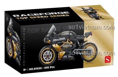 Hộp sản phẩm bộ xếp hình Shuanggao 60538 xe mô tô Augusta, tỉ lệ 1:8 với 506 chi tiết, quà tặng hấp dẫn cho con trai.