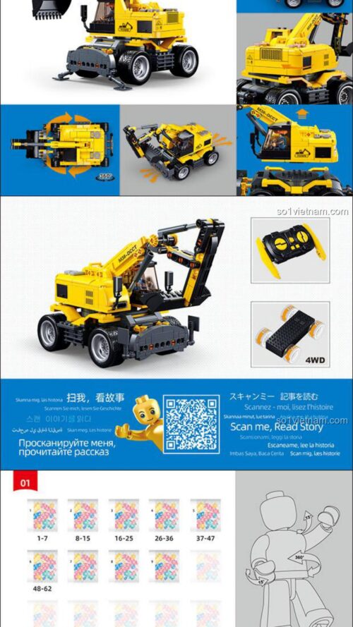Hướng dẫn lắp ráp Sluban M38 B1155 Máy xúc bánh lốp E7 Xe kỹ thuật Hướng dẫn Sluban 1155 Máy xúc bánh lốp E7