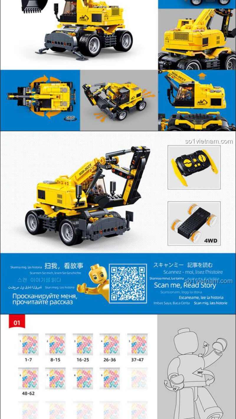 Hướng dẫn lắp ráp Sluban M38 B1155 Máy xúc bánh lốp E7 Xe kỹ thuật Hướng dẫn Sluban 1155 Máy xúc bánh lốp E7