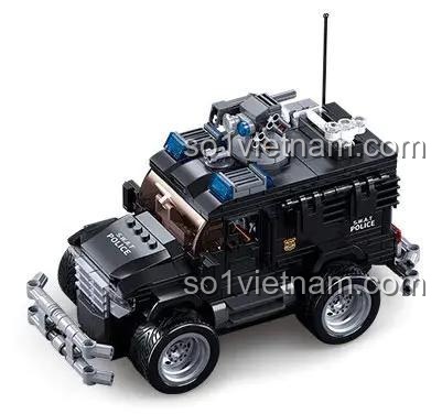 Xe Cảnh Sát Đặc Nhiệm Sluban M38-B1156 lắp ráp, đồ chơi mô hình xe cảnh sát cho bé trai, xe địa hình điều khiển từ xa