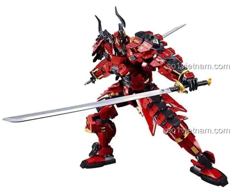 Mô hình Robot Võ Sĩ Kai Sluban M38-B1183 với tư thế chiến đấu, trang bị hai thanh katana, đồ chơi mô hình cho bé trai 10 tuổi.