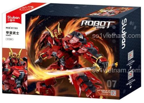 Hộp sản phẩm bộ đồ chơi Sluban M38-B1183 Cơ Giáp Sĩ Kai, robot mecha giáp sĩ Kai bọc thép nặng, chất lượng cao, cho bé trai 10 tuổi.