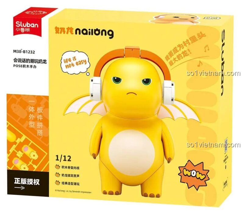 Hộp sản phẩm của bộ lắp ghép M38-B1232, hình ảnh chú rồng sữa Nai Long đáng yêu. Một lựa chọn quà tặng tuyệt vời cho bé gái.