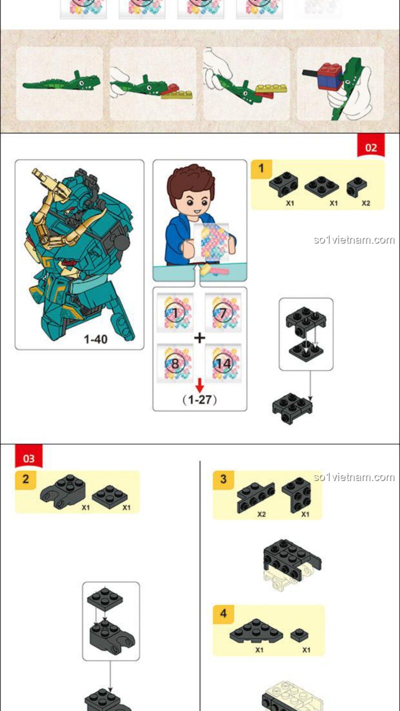 Mô hình Thanh Long Sluban M38-B1235 hướng dẫn lắp ráp Sluban M38 B1235 Robot Rồng Xanh