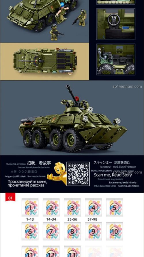 Sách Sluban M38-B1251 Xe bọc thép bánh lái BTR-80AS IFV