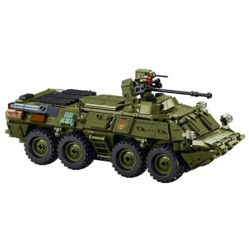 Xe BTR-80AS IFV Bánh Lái Sluban M38-B1251 tỉ lệ 1:35, bộ đồ chơi quân sự cho bé trai 6 tuổi, có 619 chi tiết, lắp ráp 2 mẫu, có decal