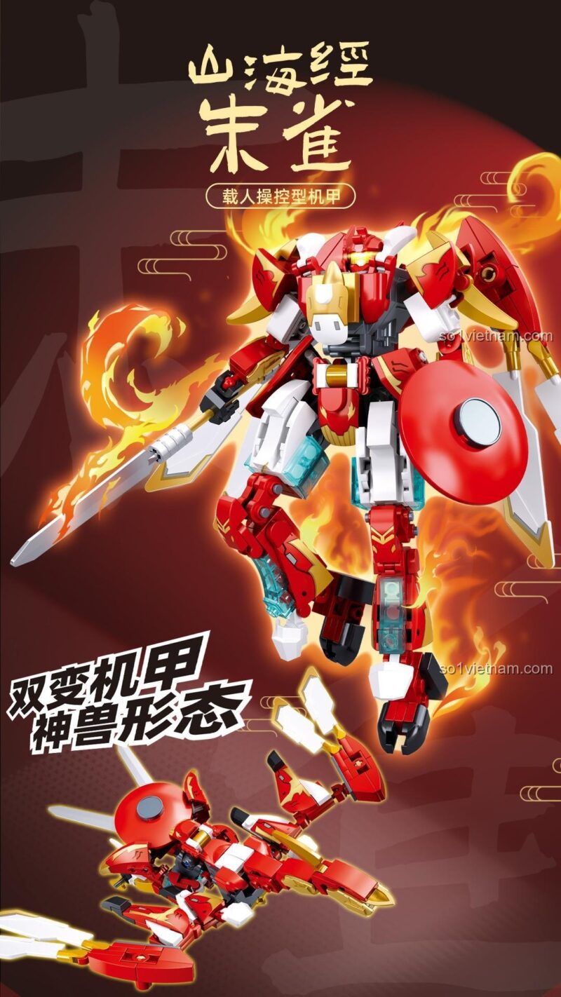 Minifigure phi công và vũ khí rồng của bộ lắp ghép Sluban M38-B1277 Cơ Giáp Chu Tước, đồ chơi chi tiết cho bé trai.
