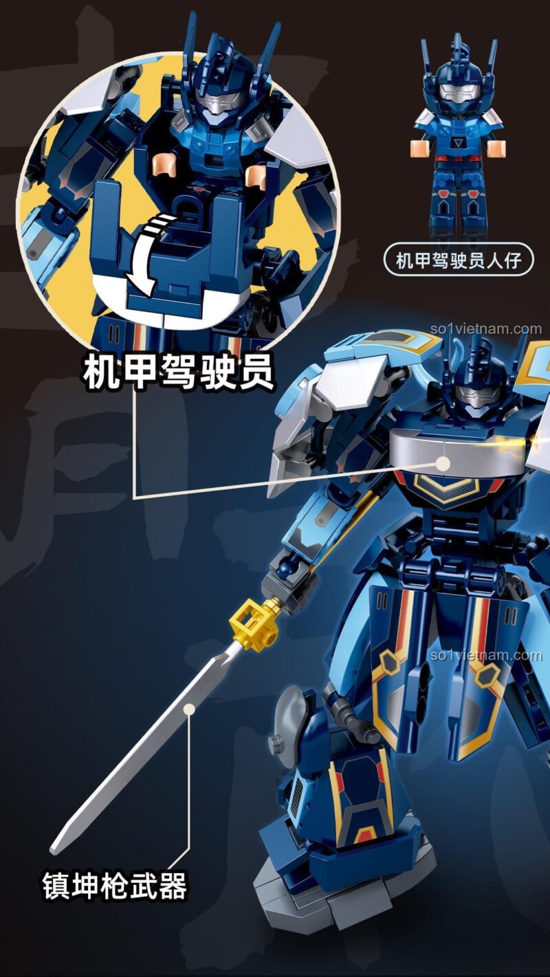 kích thước Cơ giáp Huyền Vũ Sluban M38-B1278, bộ lắp ghép Robot Huyền Vũ giá rẻ cho bé trai 8 tuổi