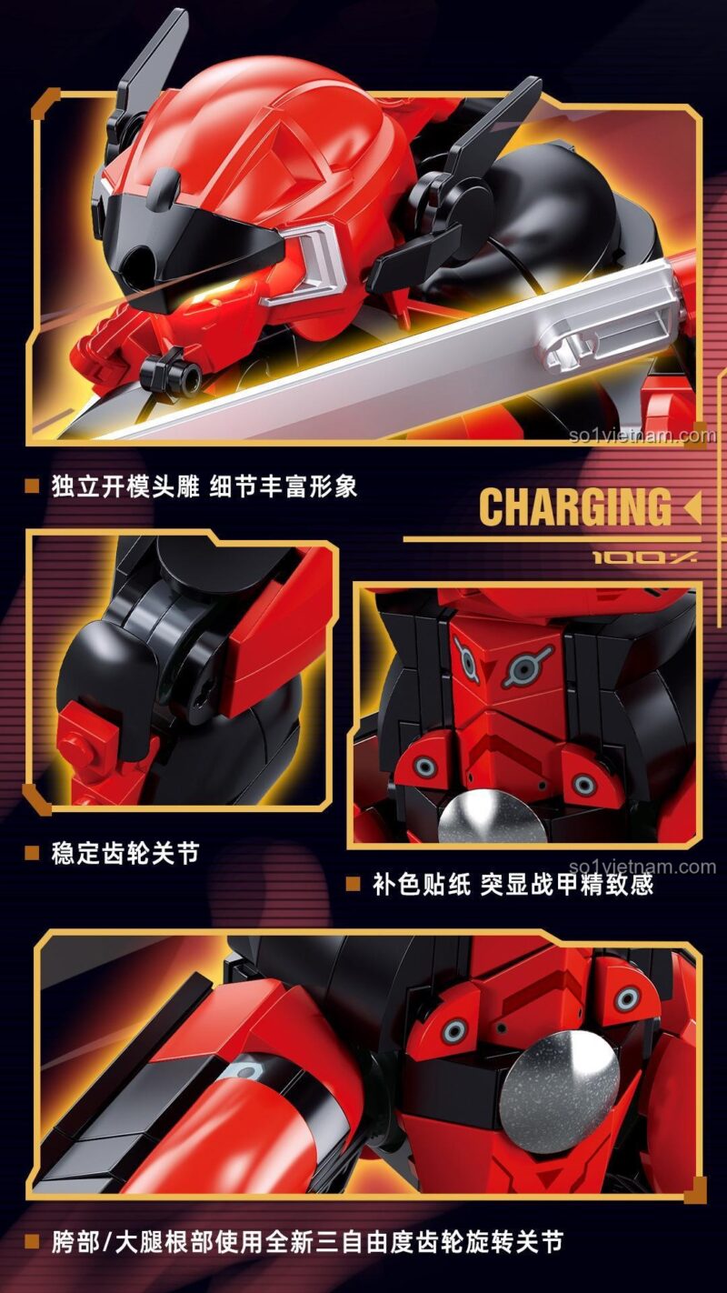 Cận cảnh cặp song kiếm Trảm Hồn của bộ lắp ghép Sluban M38-B1297, vũ khí đặc trưng của Robot Vĩnh Sinh Đao.