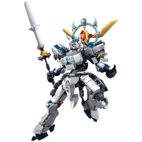 Robot Mech Dương Tiễn Sluban M38-B1301, mô hình chiến binh thần thoại, bộ lắp ghép robot, đồ chơi xây dựng cho bé trai 14 tuổi, chi tiết cao, màu trắng xám xanh dương