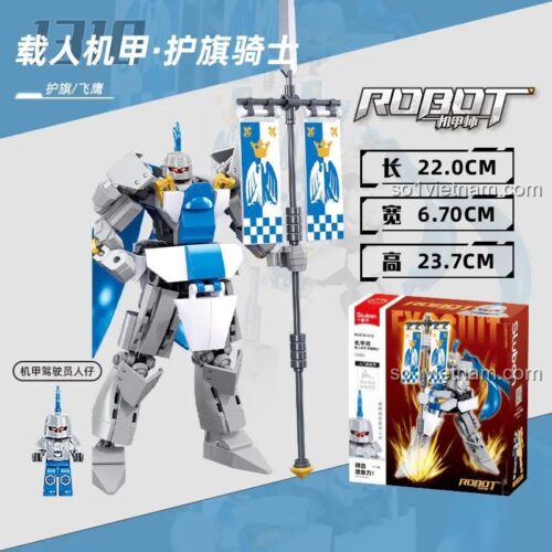 Kích thước hộp đồ chơi mô hình Mecha Hộ Vệ Sluban M38B1310, giá rẻ, cho con trai trên 8 tuổi.