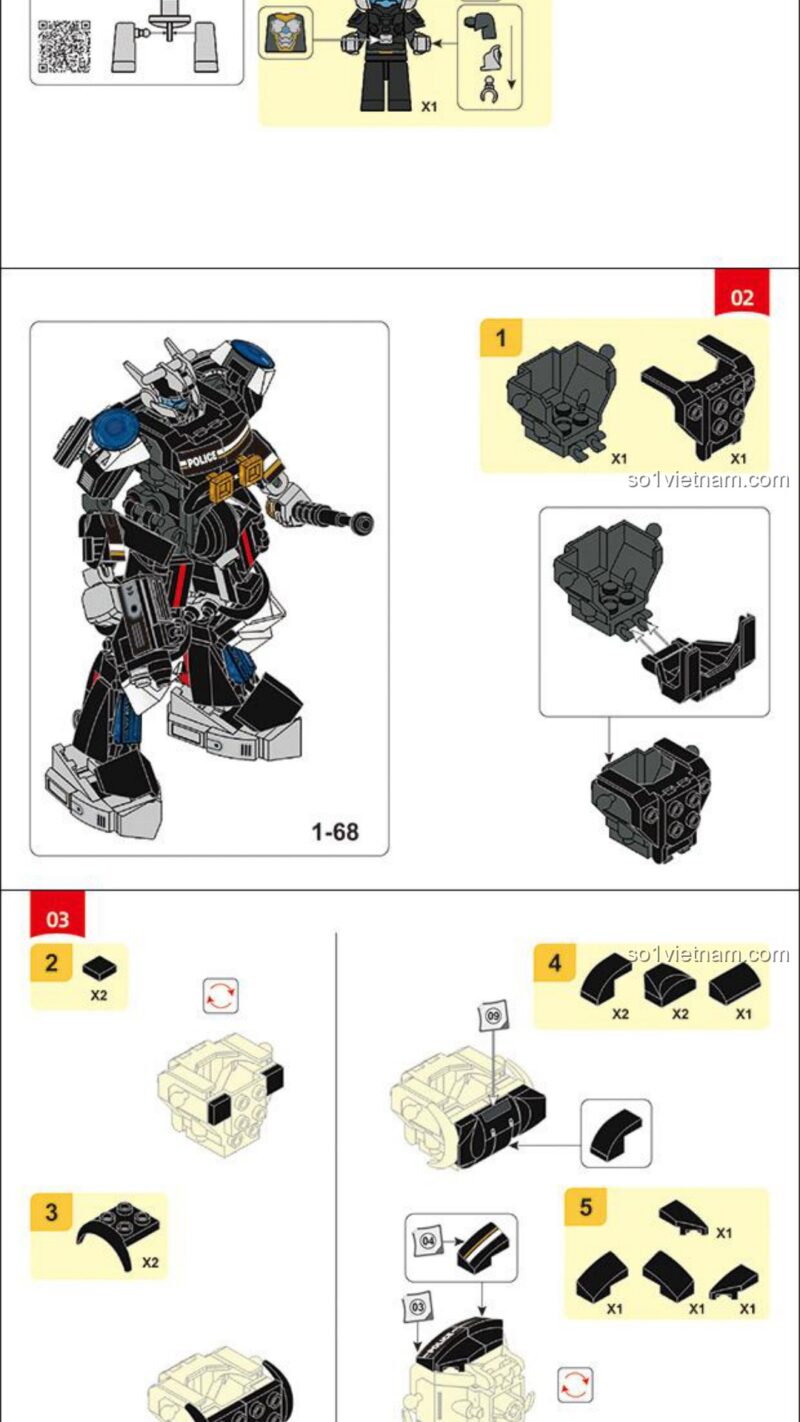 Download PDF Hướng Dẫn Lắp Ráp Robot Cảnh Sát Police Xe 1316 Sluban