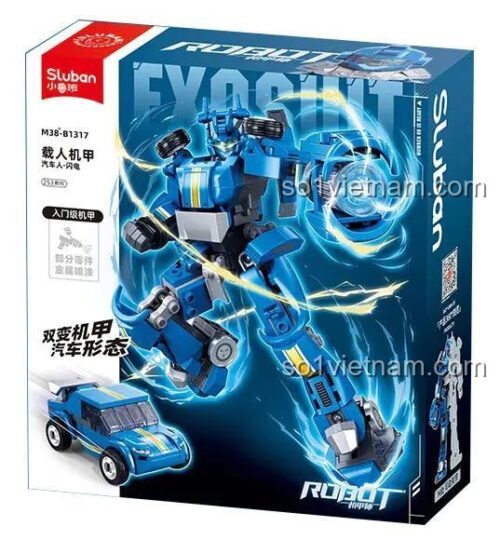 Hộp sản phẩm Robot Biến Hình Ô Tô Tốc Độ Cao Sluban M38-B1317, đồ chơi lắp ghép cho bé trai 6 tuổi, robot transformer giá tốt