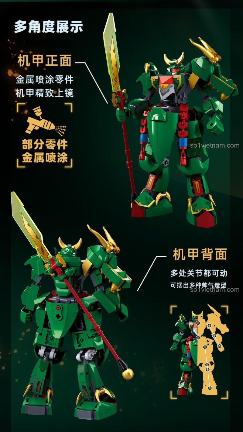 Minifigure Quan Vũ điều khiển mecha Sluban M38-B1319, buồng lái mở được, đồ chơi mô hình sáng tạo cho trẻ em.