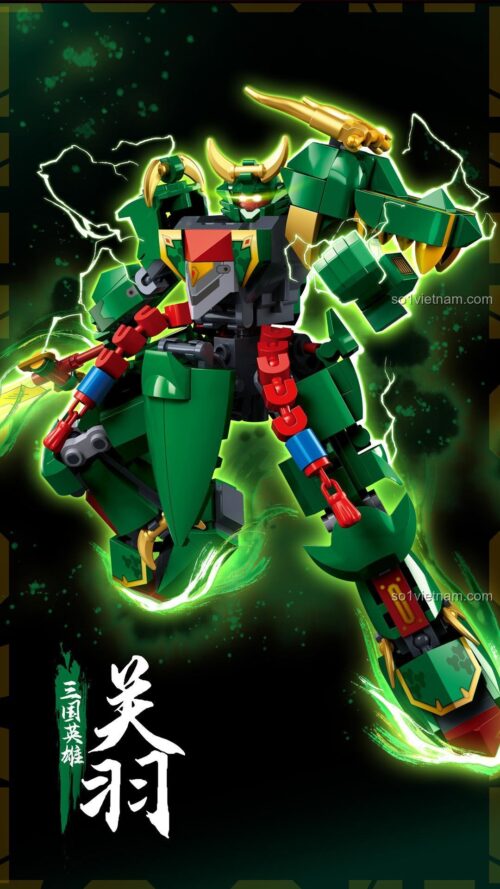 Đồ chơi lắp ráp Sluban M38-B1319 Quan Vũ mecha có buồng lái mở, minifigure điều khiển, kích thích sáng tạo cho bé trai 6 tuổi.