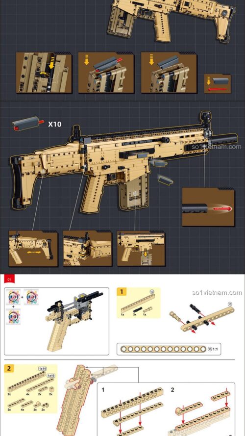 Súng trường tấn công SCAR-L Sluban M38-B1353 Súng trường tấn công SCAR-L Mô hình súng SCAR-L hướng dẫn lắp ráp Sluban M38 B1353