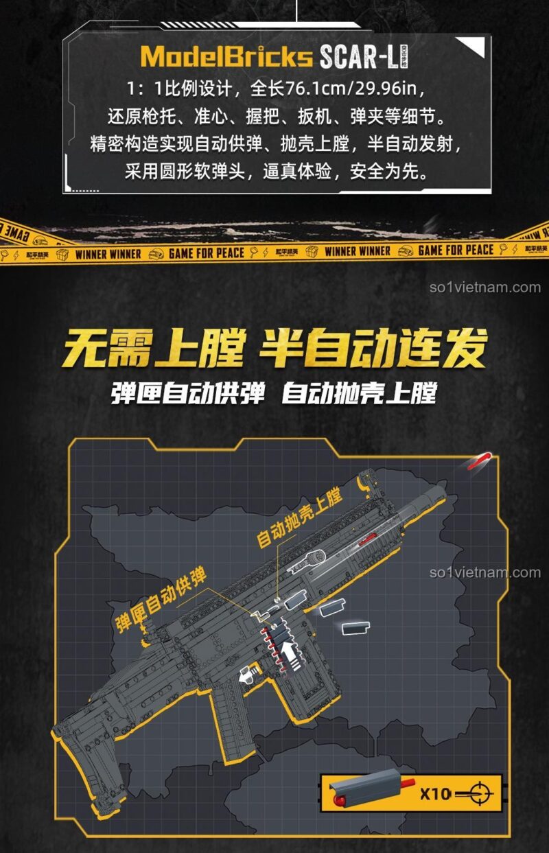 Hình ảnh trong game Game for Peace, bối cảnh chiến trường, liên quan đến Súng SCAR-L Game for Peace, đồ chơi lắp ráp cho con trai 14 tuổi.