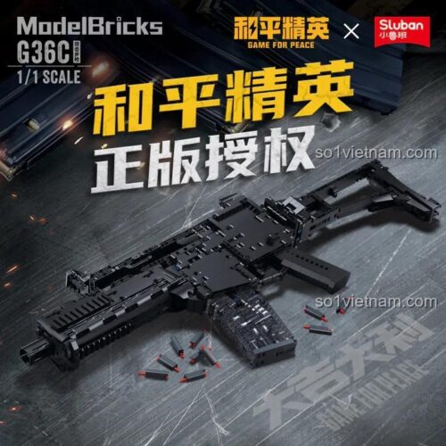 Súng trường tấn công G36C Game For Peace chính hãng Sluban, đồ chơi mô hình Súng G36C Game For Peace, Súng trường tấn công G36C Sluban, cho con trai 14 tuổi, giá tốt.