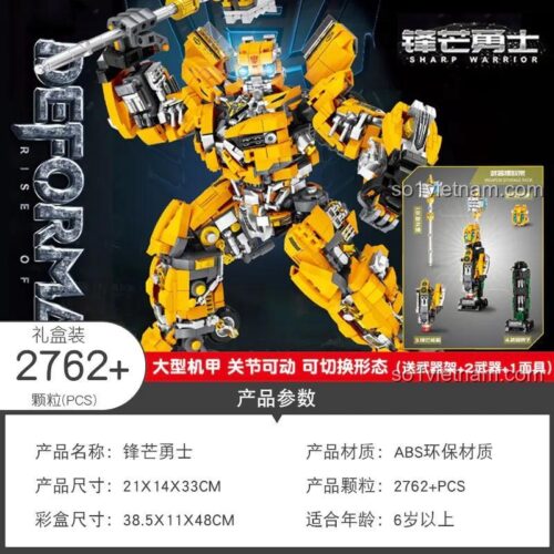 Tính năng nổi bật của bộ lắp ghép Robot Bumblebee TANK 9206, 2762+ chi tiết, khớp cử động linh hoạt, kèm vũ khí và mặt nạ.