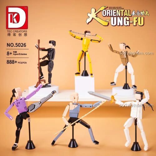 bộ lắp ghép Kung Fu TEC CREATORS 5026, các mô hình võ sư Lý Tiểu Long, Diệp Vấn, Hoàng Phi Hồng, Thiếu Lâm Võ Tăng, Bắc Cước, Nga Mi Ngọc Nữ Kiếm, đồ chơi mô hình cho bé trai 8 tuổi