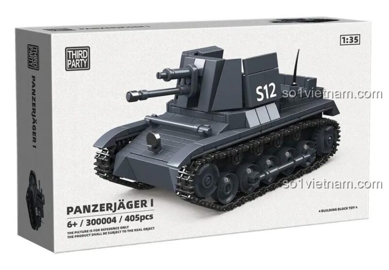 Hộp bộ lắp ghép Xe Diệt Tăng Panzerjager I Third Party 300004, mô hình quân sự cho bé trai 6 tuổi, giá tốt, thể hiện tỉ lệ 1:35 và 405 chi tiết.