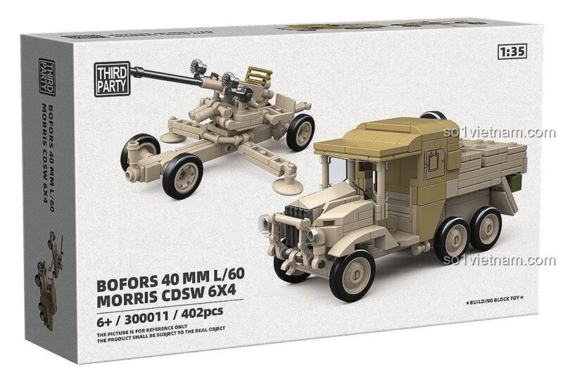 Third Party 300011 Hộp Đựng Bộ Lắp Ghép Xe Tải Kéo Pháo Phòng Không Bofors Morris CDSW 1:35, Tỉ lệ 1:35, 402 mảnh, 6+ tuổi, Con trai, Giá tốt