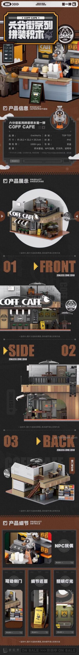 Tin Master 【未知】coff Bộ lắp ghép COFF CAFE 1000 mảnh - Kiến trúc tinh xảo, có đèn LED, đồ chơi mô hình, quà tặng sinh nhật cho bé 14 tuổi