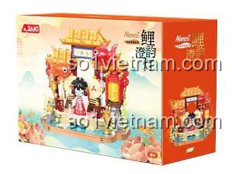 Bộ lắp ghép Nanci Hoa Kiến Thi Ý TOP TOY liyun Đèn Cá Chép Lý Vận, mô hình cổ phong tinh xảo, có đèn led, quà tặng bé gái 8 tuổi giá tốt