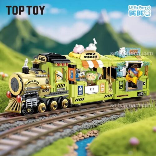 đồ chơi mô hình đoàn tàu thời gian Vẹt Bebe TOP TOY TC1736 khi kết hợp 3 bộ, chất lượng cao