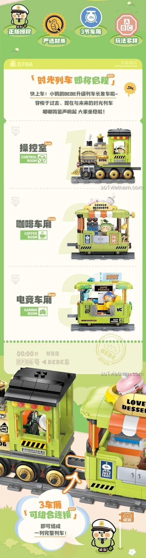Ảnh hộp sản phẩm của một bộ đồ chơi khác cùng series: Toa Điều Khiển 0706.