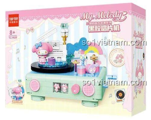 Hộp bộ lắp ghép TOP TOY TC1909 Máy hát đĩa than My Melody, đồ chơi xếp hình retro cho bé gái 8 tuổi, giá tốt