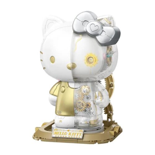 Mô hình Hello Kitty Bạc Kim Đại Thể TOP TOY TC2060, thiết kế bán cơ khí với bánh răng lộ ra, màu trắng và vàng sang trọng, phù hợp làm quà tặng cho bé gái 15 tuổi
