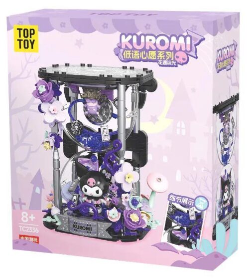 Bộ lắp ghép Kuromi Hoa Nguyện Ước TOP TOY TC2336, hộp sản phẩm màu tím bắt mắt, món quà giá tốt cho bé gái 8 tuổi yêu Kuromi