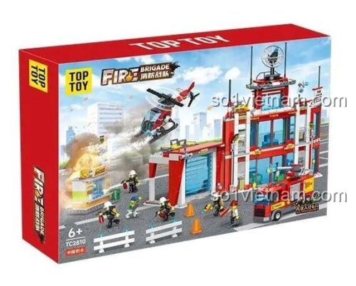 Hộp sản phẩm bộ đồ chơi Đội Cứu Hỏa TOP TOY TC2810