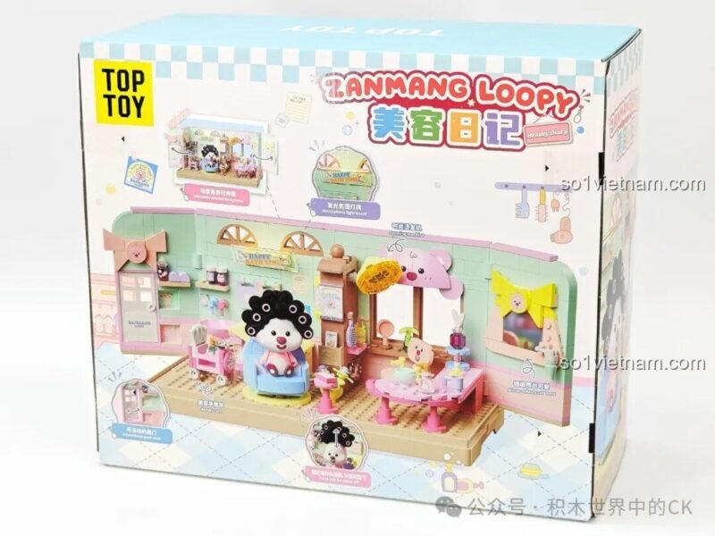 Mô hình ZANMANG LOOPY: Beauty Diary của TOP TOY với đèn LED, nhân vật và phụ kiện làm tóc, trang điểm, tắm rửa, chăm sóc da