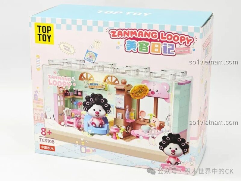 Mô hình ZANMANG LOOPY: Beauty Diary của TOP TOY với đèn LED, nhân vật và phụ kiện trang điểm, tắm rửa, chăm sóc da