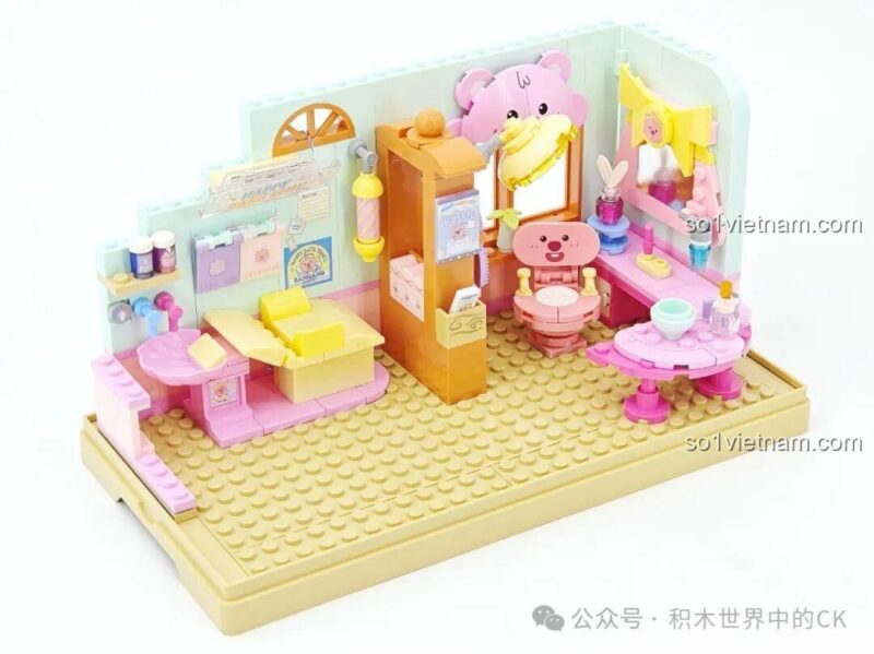 Mô hình nhà bếp ZANMANG LOOPY TC3107 của TOP TOY với hoa, bong bóng, kem, pizza, chuối, bánh mì, bánh ngọt, bỏng ngô, kem, chuối, pizza và bánh mì