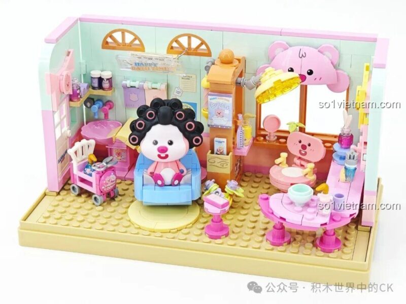 Mô hình nhà bếp ZANMANG LOOPY TC3107 của TOP TOY với hoa, bong bóng, kem, pizza, chuối, bánh mì, bánh ngọt, bỏng ngô, kem, chuối, pizza, bánh mì và bánh ngọt