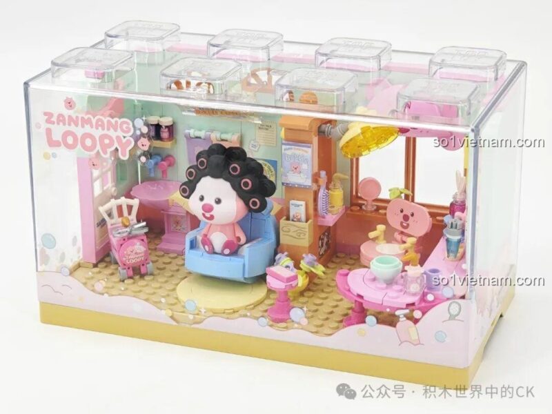 Mô hình nhà bếp ZANMANG LOOPY TC3107 của TOP TOY với hoa, bong bóng, kem, pizza, chuối, bánh mì, bánh ngọt, bỏng ngô, kem, chuối, pizza, bánh mì và bánh ngọt